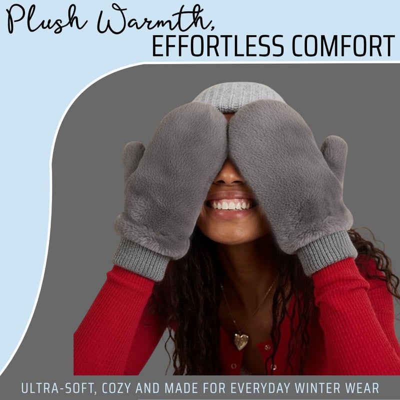 Funky Junque Faux Fur Flip Mittens Womens Warm Convertible Fingerless Gloves - Image 4